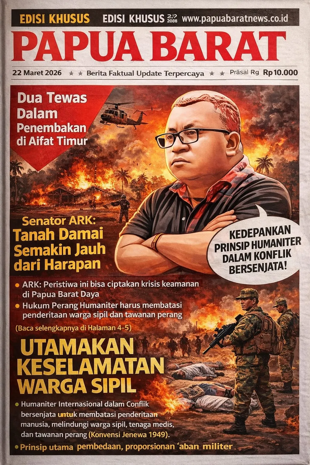 SENATOR ARK KEPADA PRESIDEN PRABOWO – GIBRAN. DARIPADA SIBUK MENAWARKAN DIRI MENJADI JURU DAMAI BAGI KONFLIK IRAN VS ISAREL, LEBIH BAIK MENCARI SOLUSI DAMAI DAN PERMANENT UNTUK PAPUA