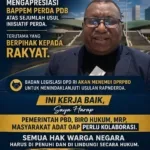 Senator ARK; Apresiasi Dan Siap Memfasilitasi Usulan RANPERDA DPRPBD