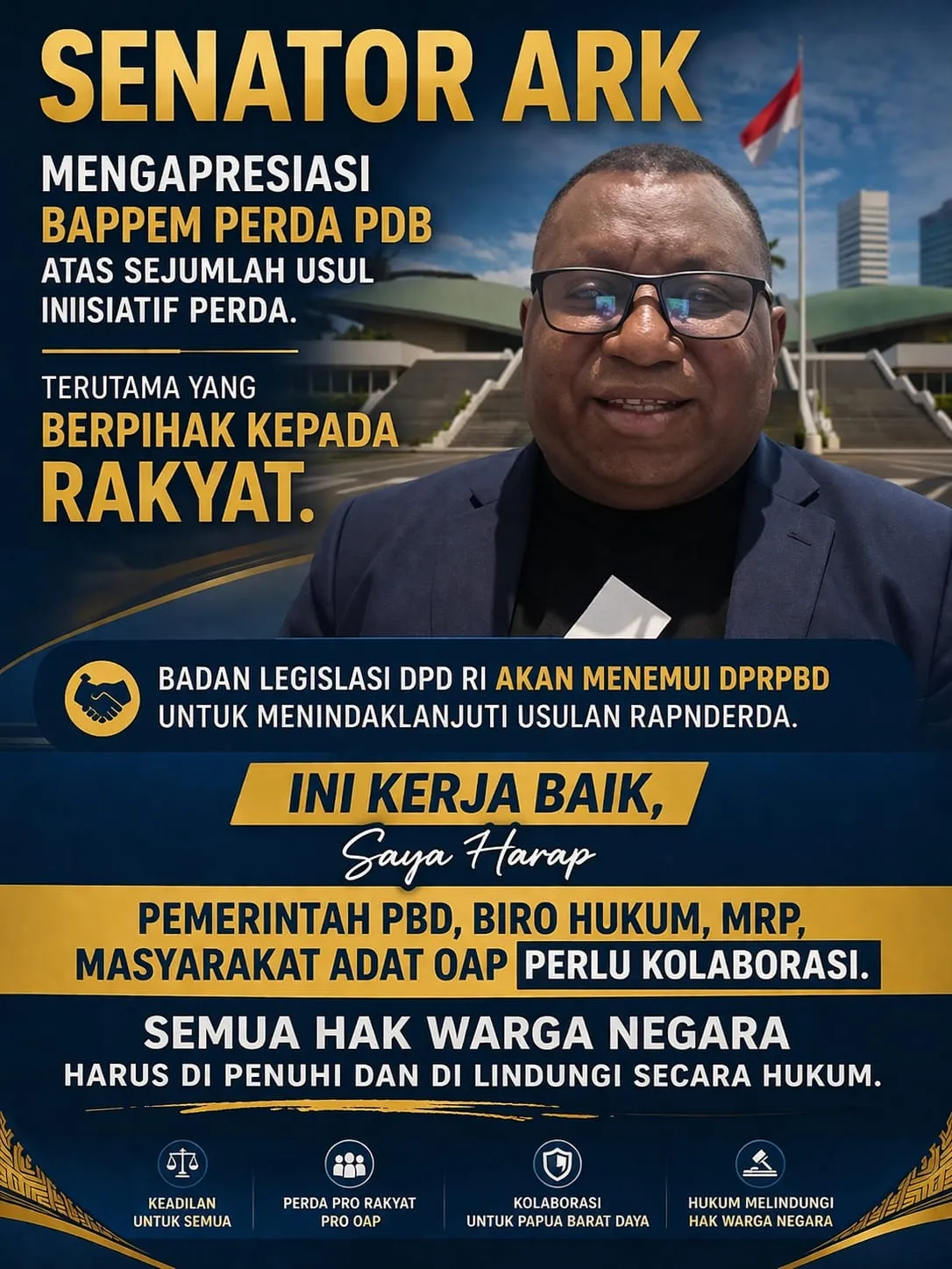 Senator ARK; Apresiasi Dan Siap Memfasilitasi Usulan RANPERDA DPRPBD