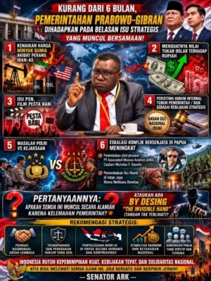 Senator ARK; Kurang Dari 7 Bulan Pemerintah Prabowo Gibran Menghadapi Belasan Isu EKOSOB & POLHUKAM