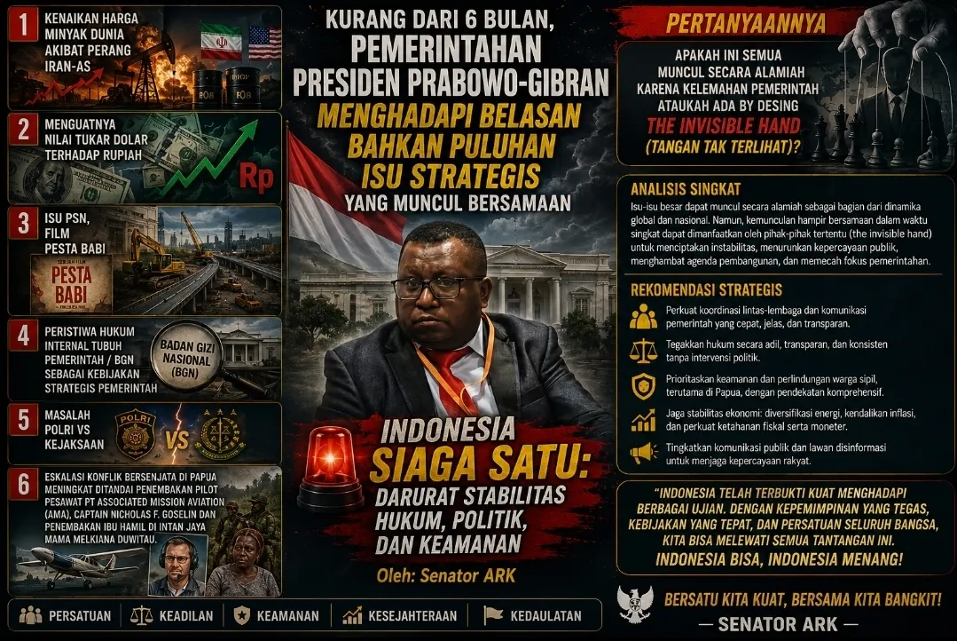 Senator ARK; Alaram, Pemerintahan Prabowo Gibran Di Terpa Belasan Isu Ekosob Dan Polhukam
