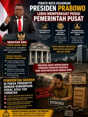 Senator ARK Menilai Pidato Nota Keuangan Presiden Menguatkan Peran Strategi Program Pusat Dan Pelemahan Pemerintahan Daerah