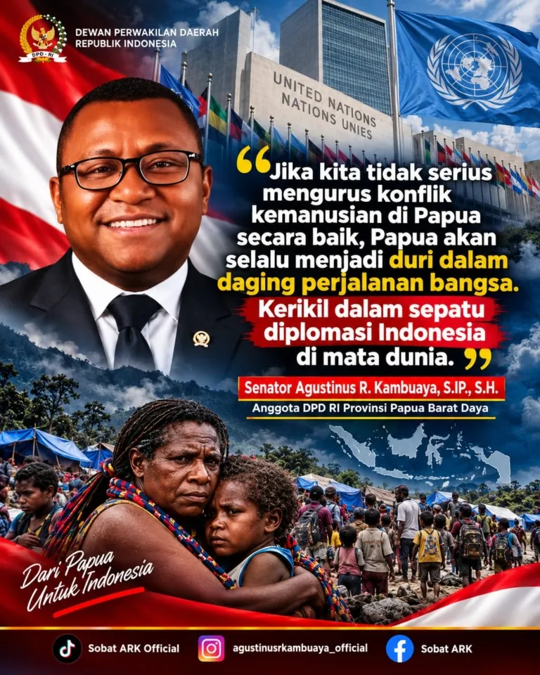 ISU PAPUA TIDAK CUKUP DIJAWAB DENGAN SALING TUDING , Senator Ark: Minta Pemerintah Hadir Nyata Lindungi Warga Sipil, Pengungsi, dan Tegakkan HAM di Tanah Papua.