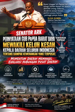 Senator ARK; Kewenangan Terpusat,  Pernyataan GUB PBD Mewakili Isi Hati Kepala Daerah Se- Indonesia