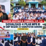 Senator Agustinus R. Kambuaya Sosialisasikan 4 Pilar MPR RI kepada Siswa SMP Negeri 22 Kabupaten Sorong