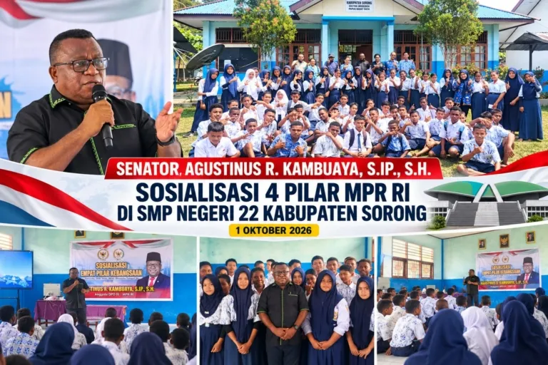 Senator Agustinus R. Kambuaya Sosialisasikan 4 Pilar MPR RI kepada Siswa SMP Negeri 22 Kabupaten Sorong
