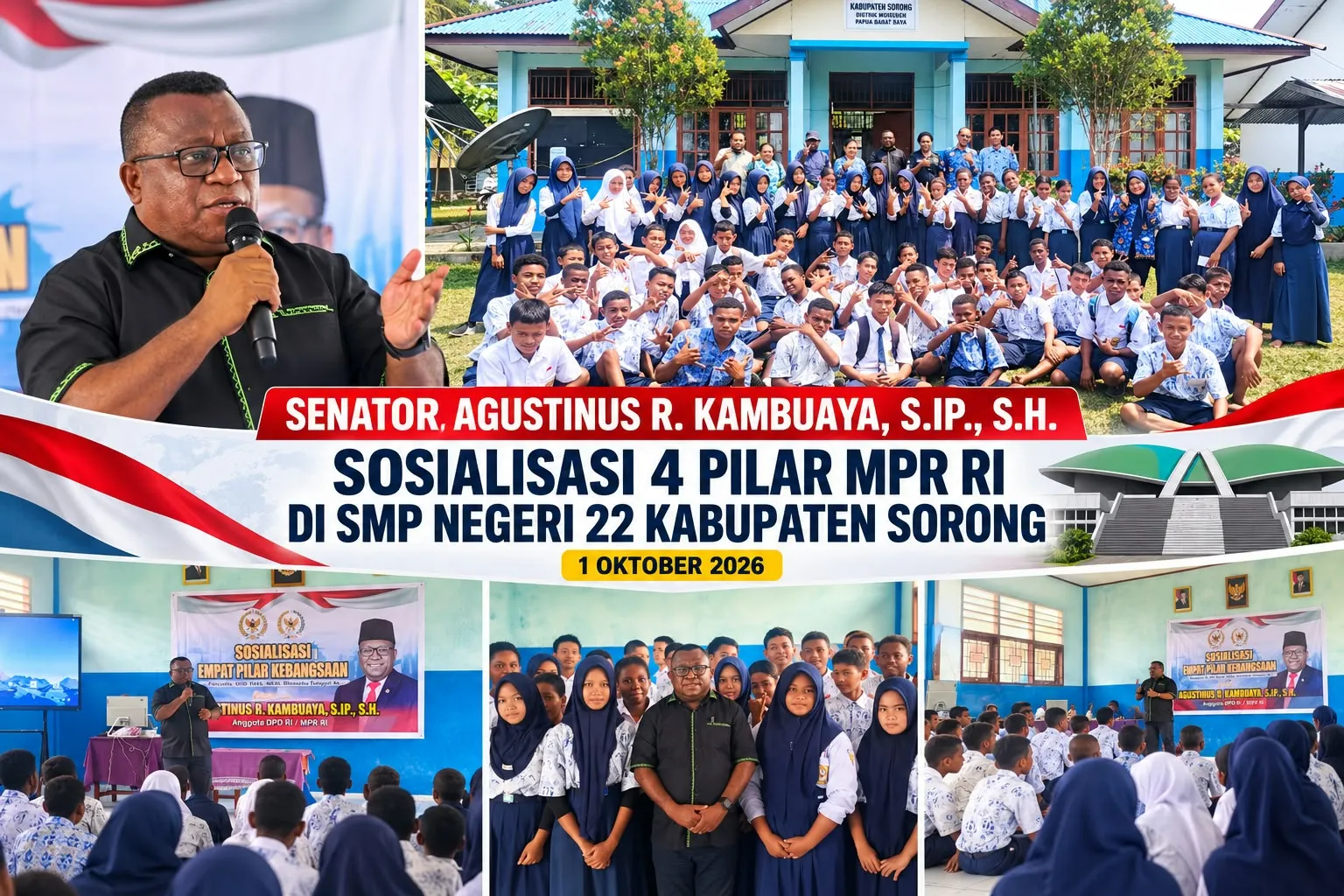 Senator Agustinus R. Kambuaya Sosialisasikan 4 Pilar MPR RI kepada Siswa SMP Negeri 22 Kabupaten Sorong